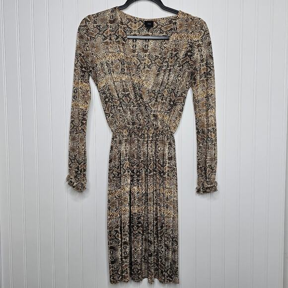 River Island Snake Print Wrap Dress Size Small Long Sleeve Boho Wedding Guest - Picture 2 of 8